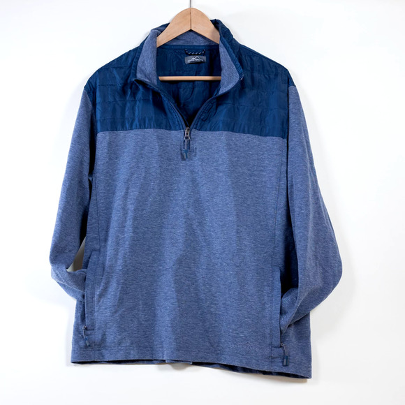 Eddie Bauer 1/4 Zip Pullover Sweatshirt Men's Size XL Heather Blue - Picture 1 of 9